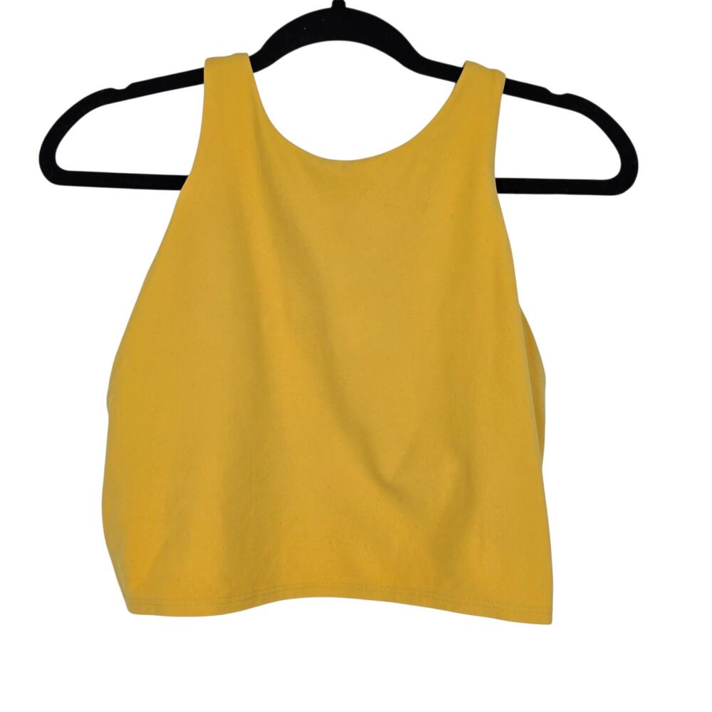 Athleta Yellow Conscious Powervita Built In Bra Racerback Crop Tank Top Size L